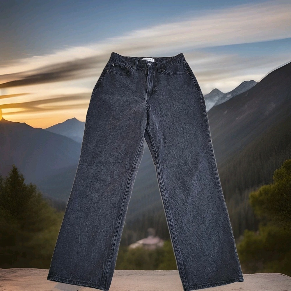Abercrombie Fitch Jeans Womens 27/4R Black Curve Love Loose High Rise Grunge Y2K